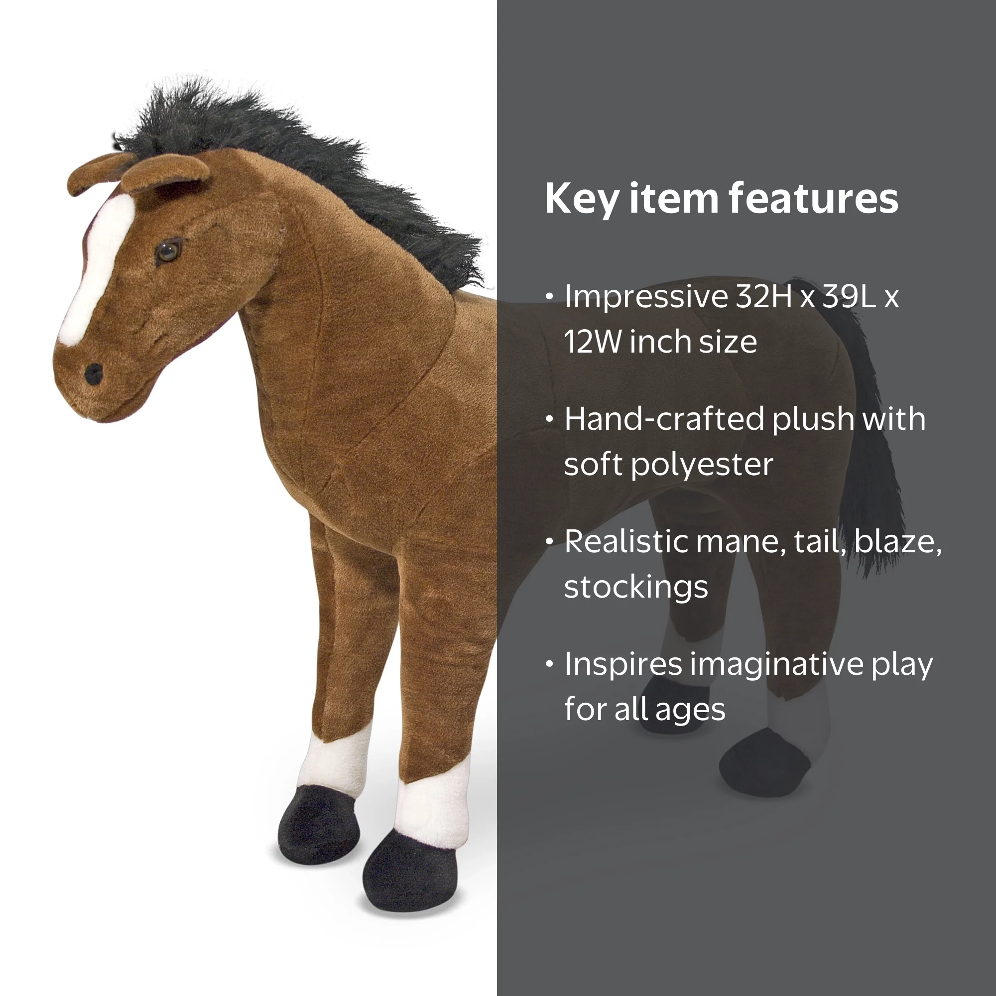 Melissa & Doug Giant Horse - Lifelike Stuffed Animal (nearly 3