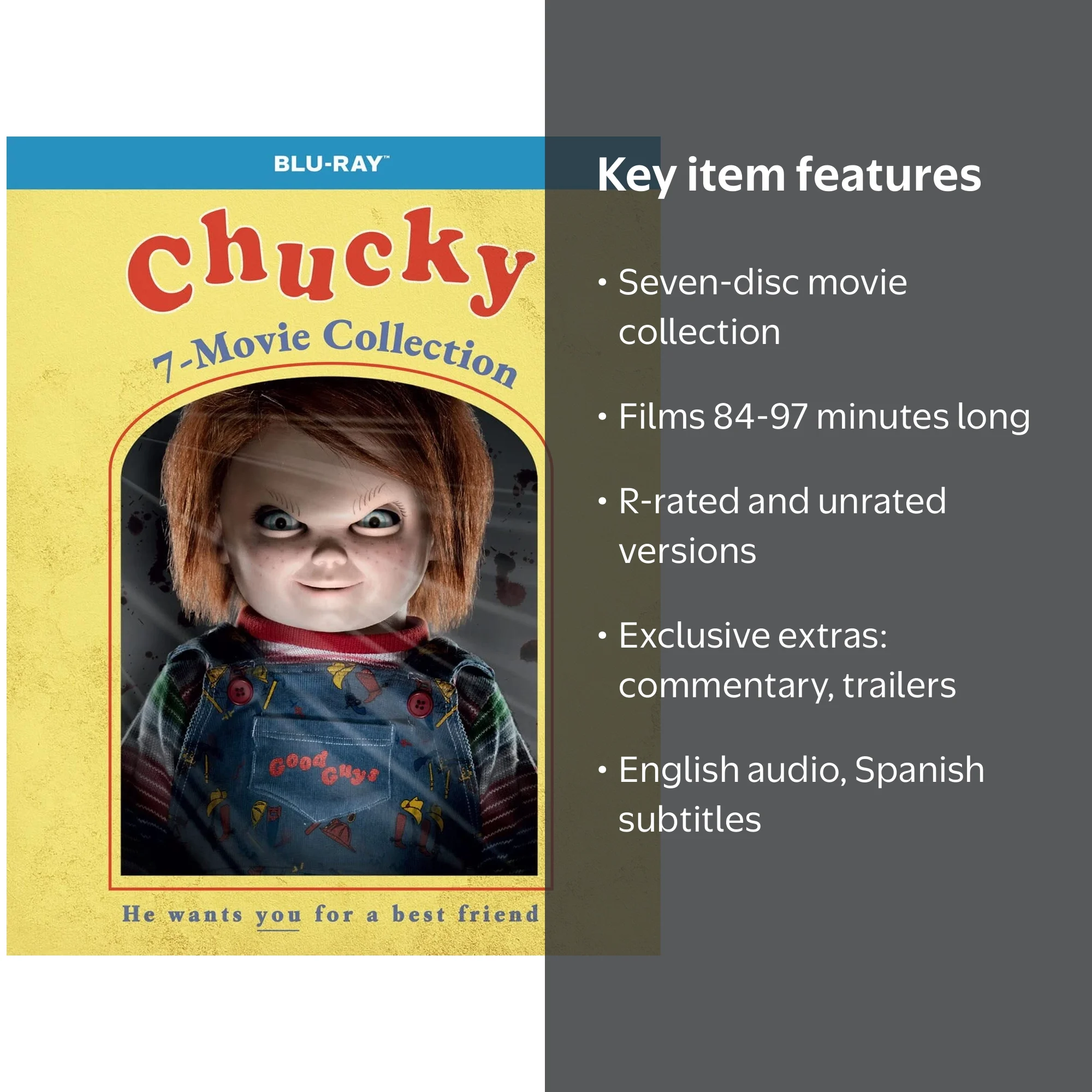 Chucky 7-Movie Collection, Child's Play horror series, 7-disc set