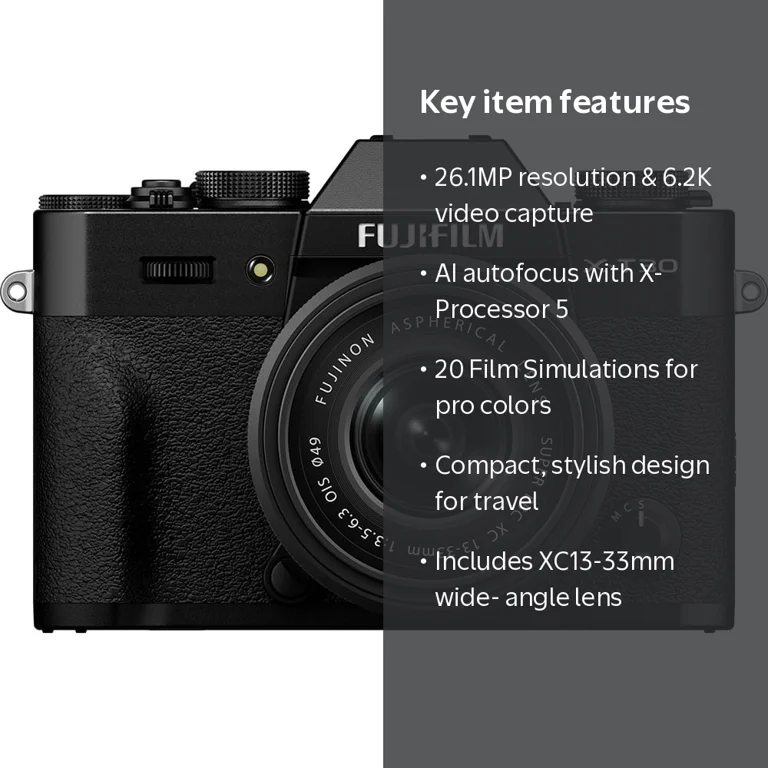 Fujifilm X-T30 III 26.1MP 6.2K Camera Body with XC13-33mm Lens