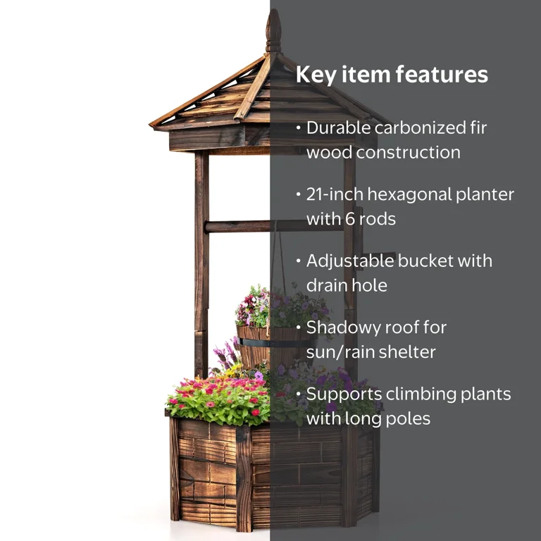 30日までガドナ・ウエルズGARDNERーWELLS NO3.604.412 Costway Large Wooden Wishing Well Planter for Yard and Patio
