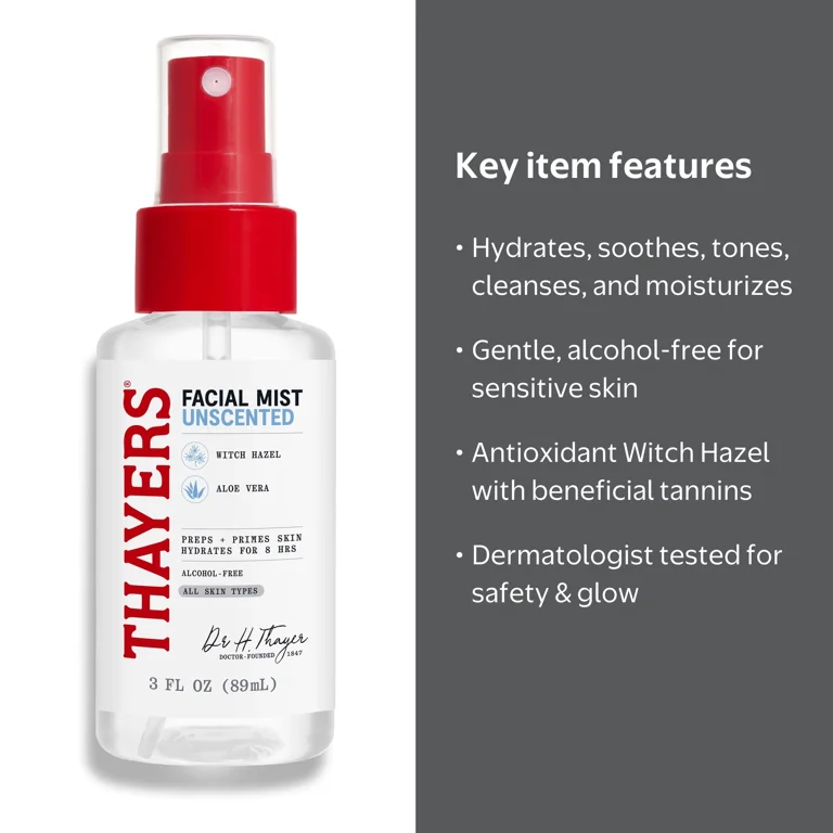 Thayers Witch Hazel Unscented Travel Size Face Mist, for Sensitive