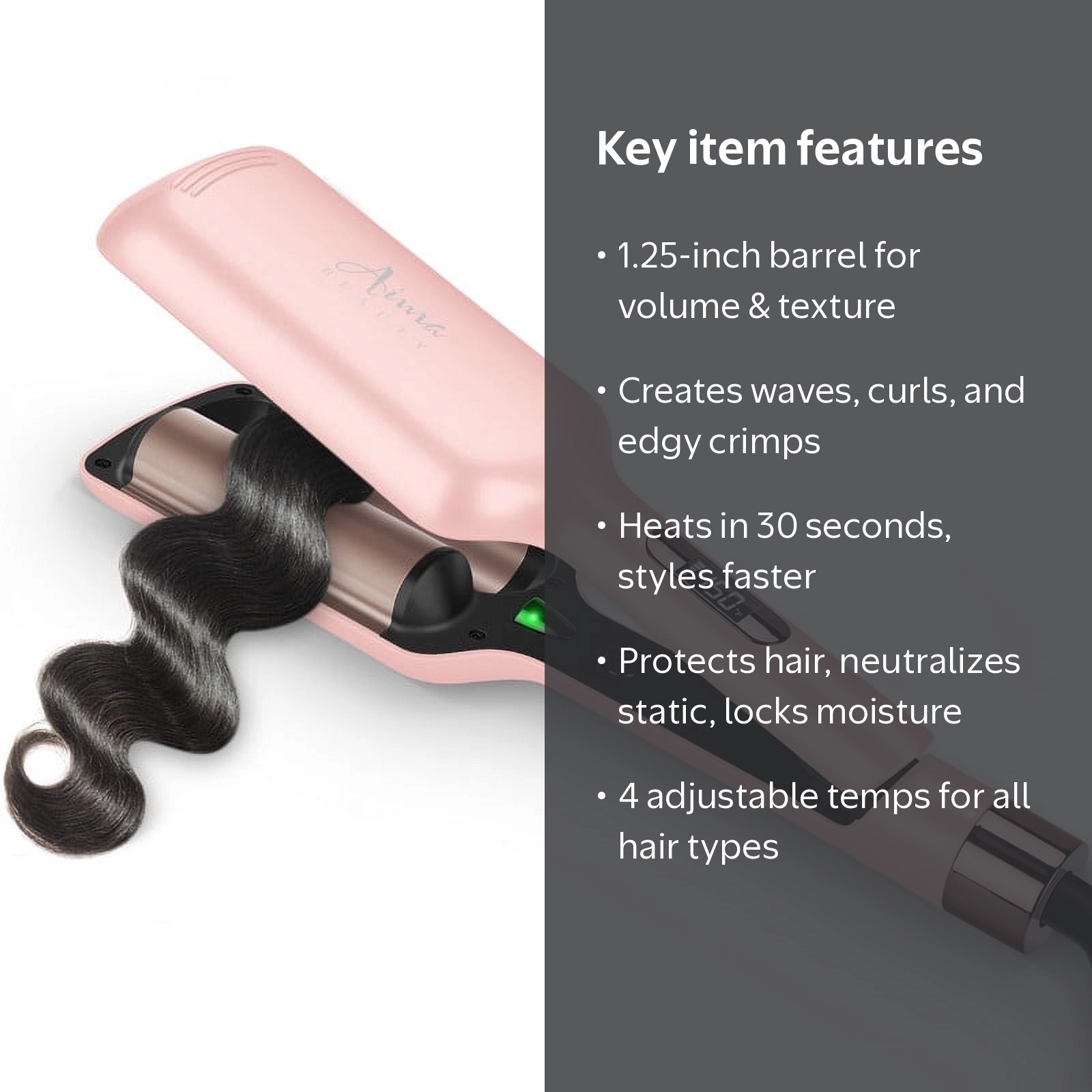Aima Beauty, Hair Crimper, 2 Barrel, 1.25 inch Pink - Walmart.com