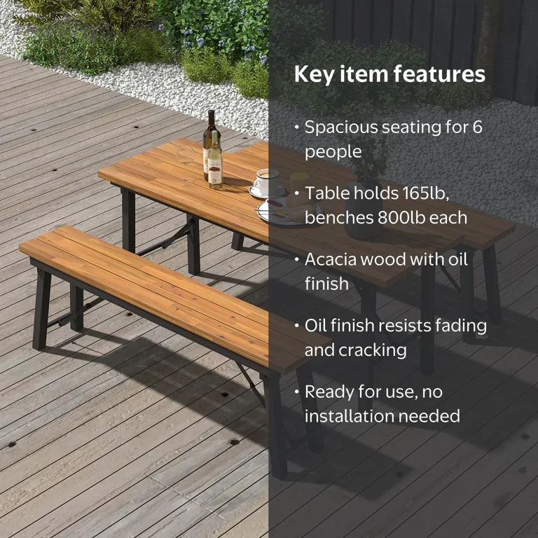 Costway's Wooden Outdoor 4 or 6 Seats Dining Set: Folding Picnic