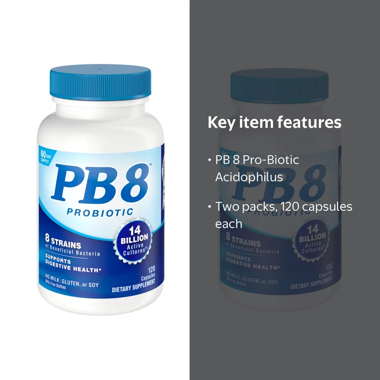 PB 8, Pro-Biotic Acidophilus, 2 Pack, 120 capsules - Walmart.com