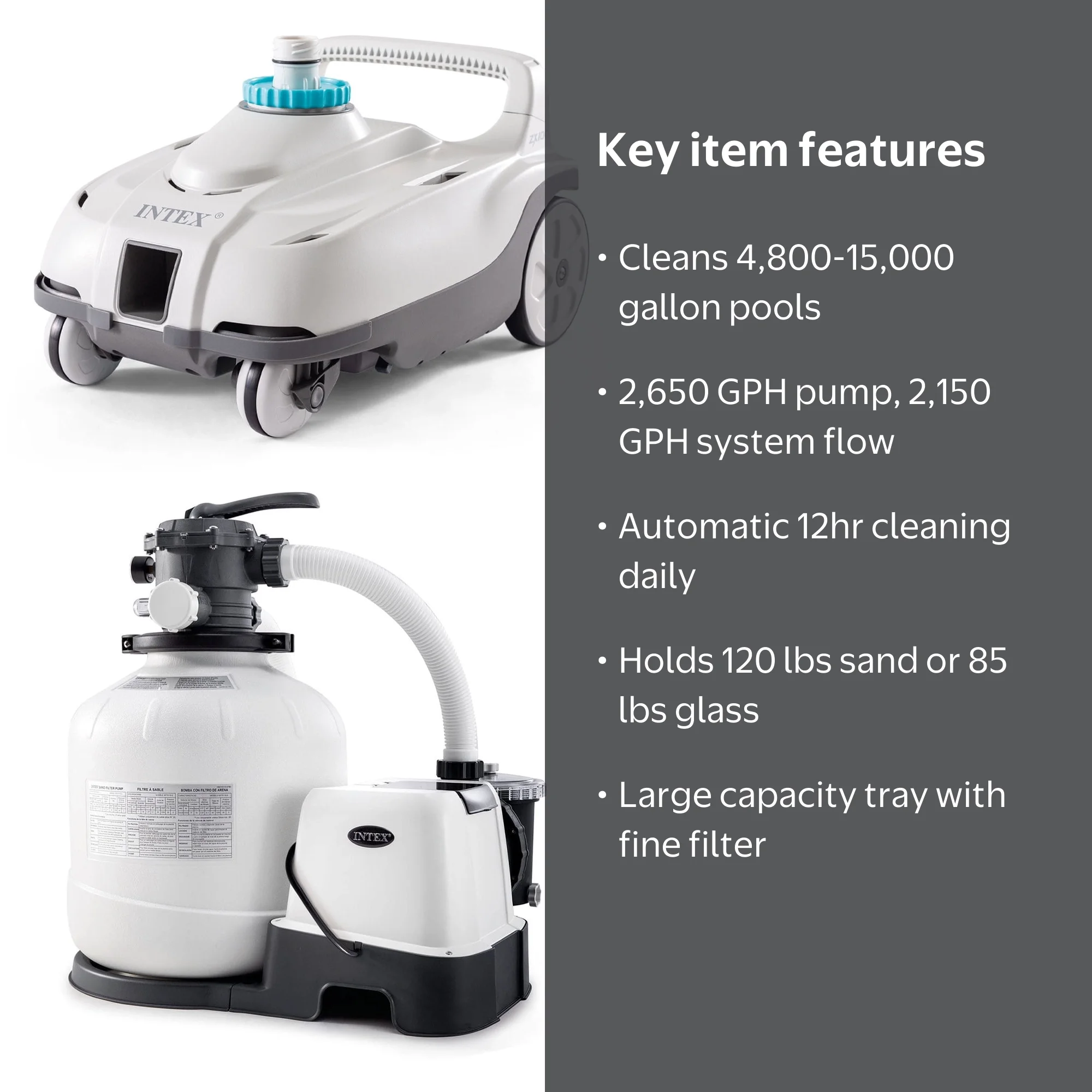 ハイドロスプラッシュ Intex, Auto Pool Cleaner, ZX100, Saltwater System & Sand Filter