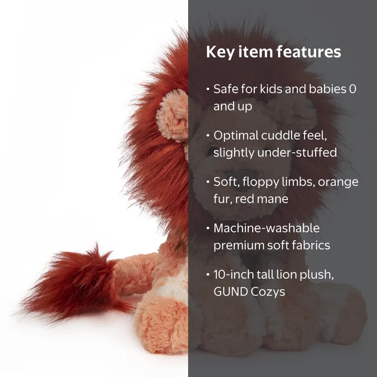 GUND, Cozys Collection Lion Plush Stuffed Animal, 10 Inch, Orange
