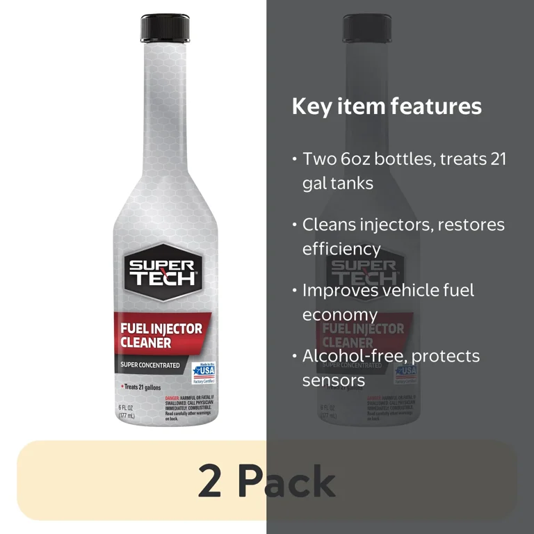 2 pack) Super Tech Fuel Injector Cleaner Automotive Additive, 6 fl