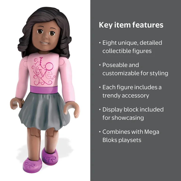 Mega Bloks American Girl Pink Shirt & Grey Skirt Mini Figure