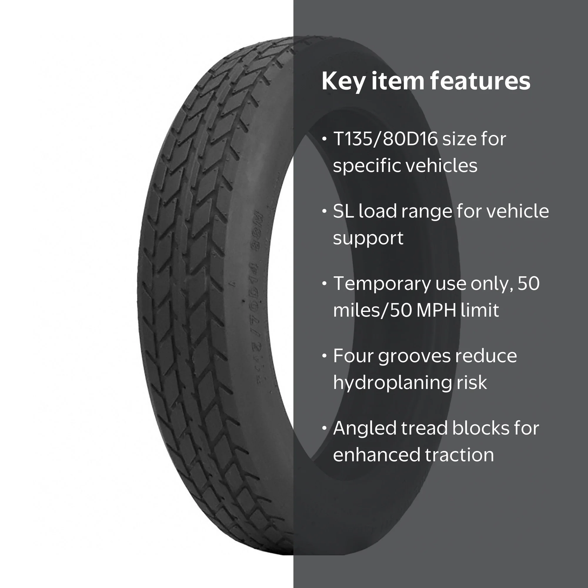 Yokohama Y870 Temporary Spare Tire T135/80D16 101M - Lightweight
