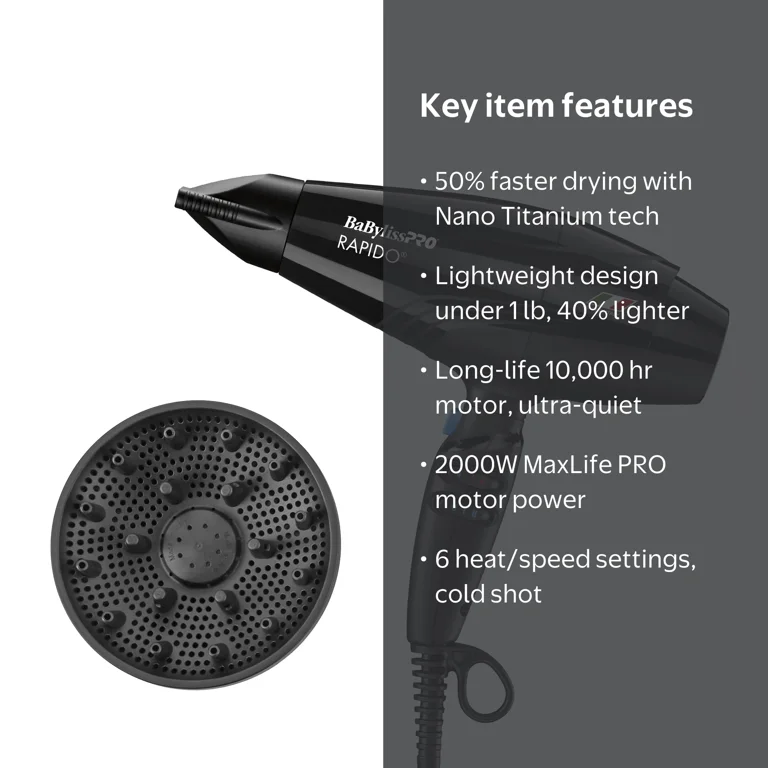 BaBylissPRO® Rapido® Dryer (BLACK) - Walmart.com