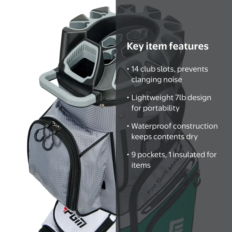 PGM Golf Cart Bag 14 Way Organizer Divider Waterproof Top