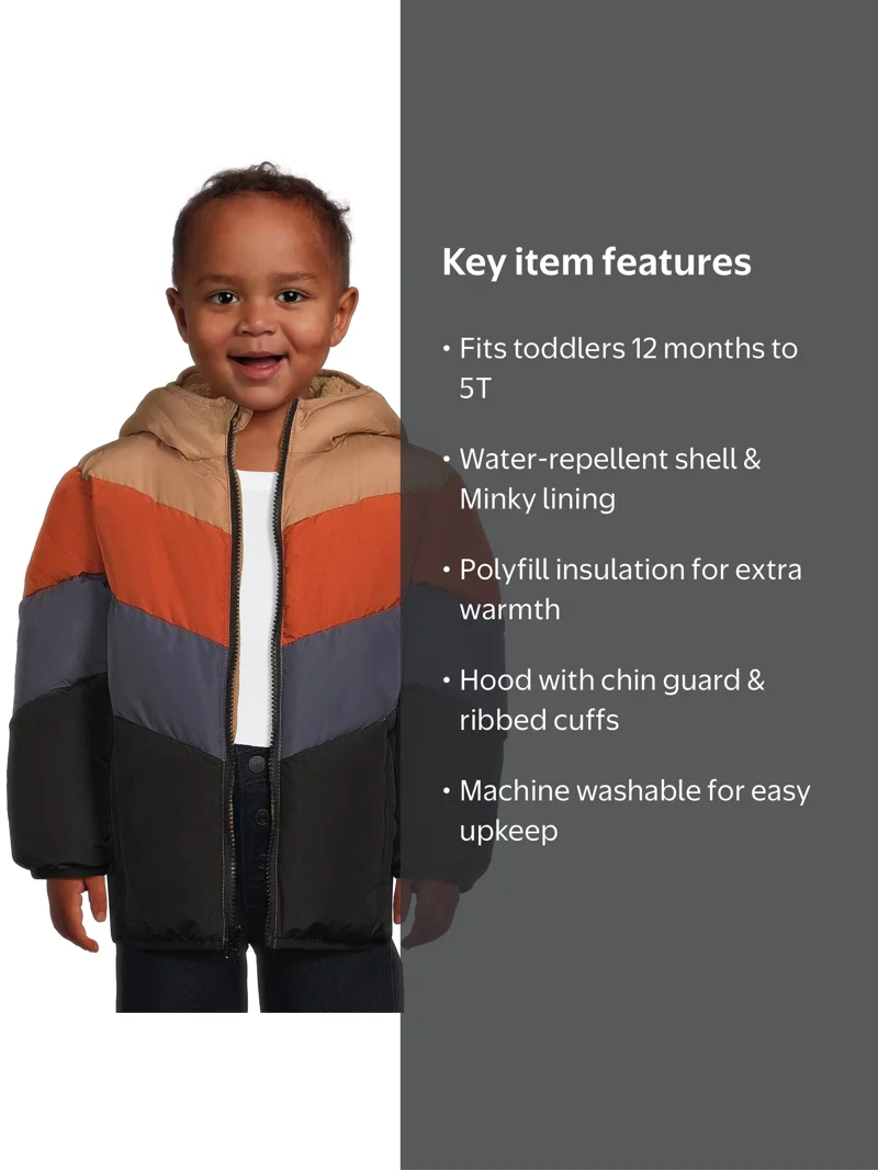 Swiss Tech Baby and Toddler Boy Heavyweight Puffer Jacket, Sizes
