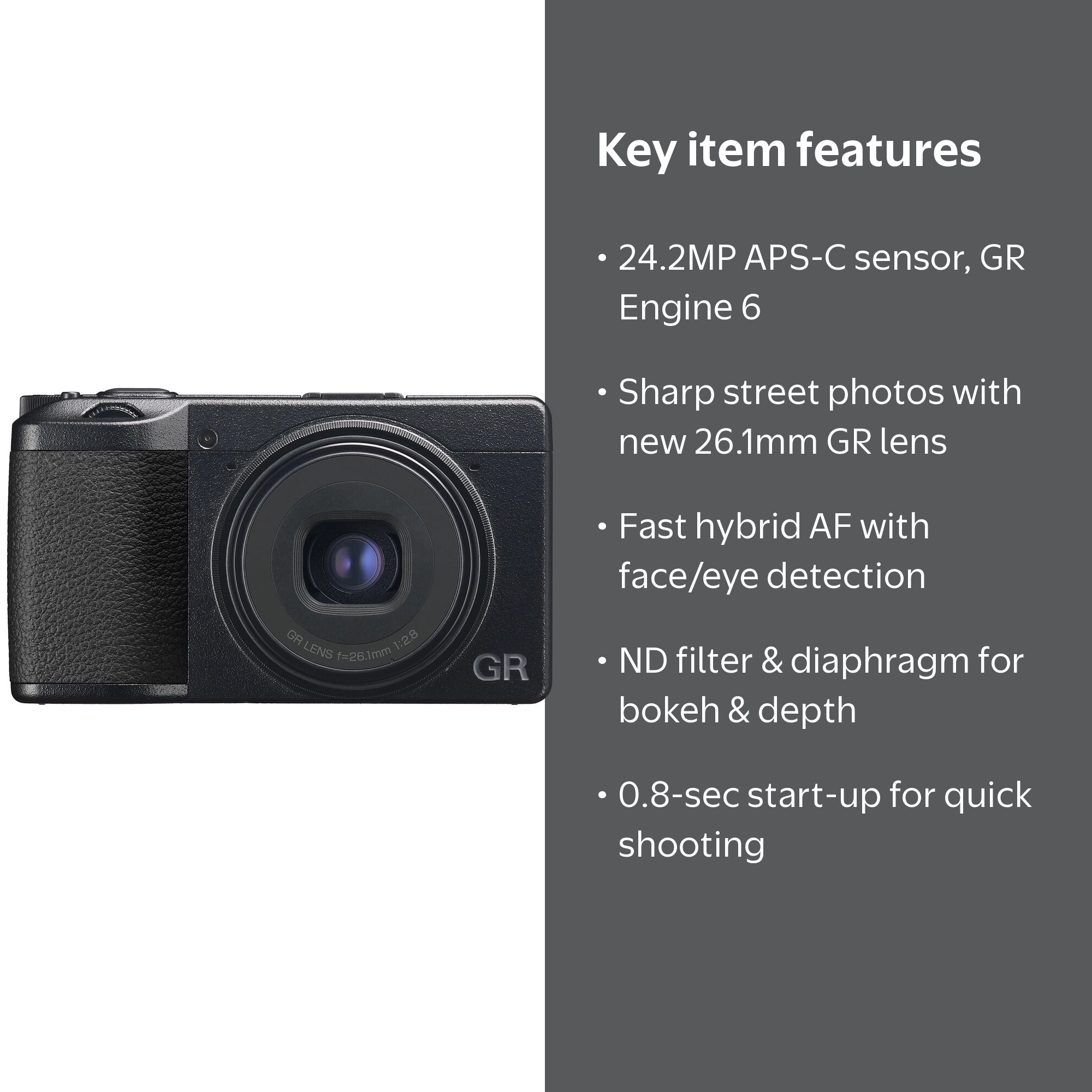 Ricoh GR IIIx High-Resolution Digital Camera with Hybrid AF System