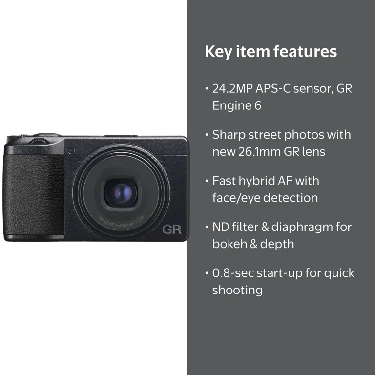 Ricoh GR IIIx High-Resolution Digital Camera with Hybrid AF System