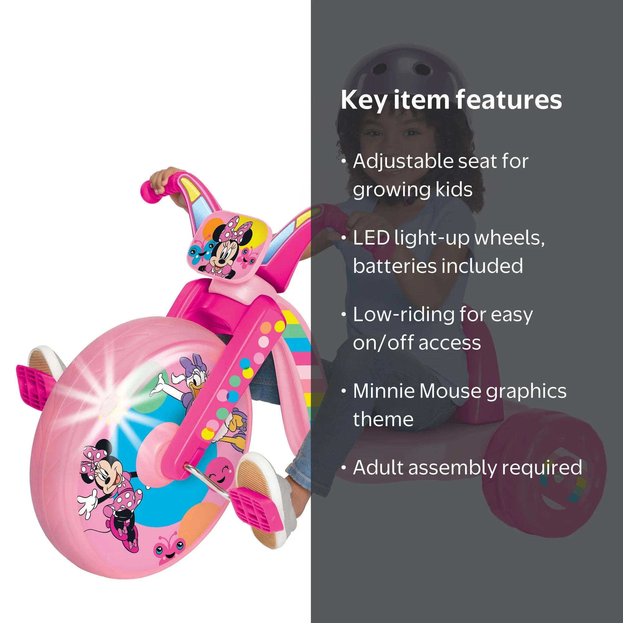 Fly Wheels Minnie Mouse Tricycle with 15 inch Front Wheel with