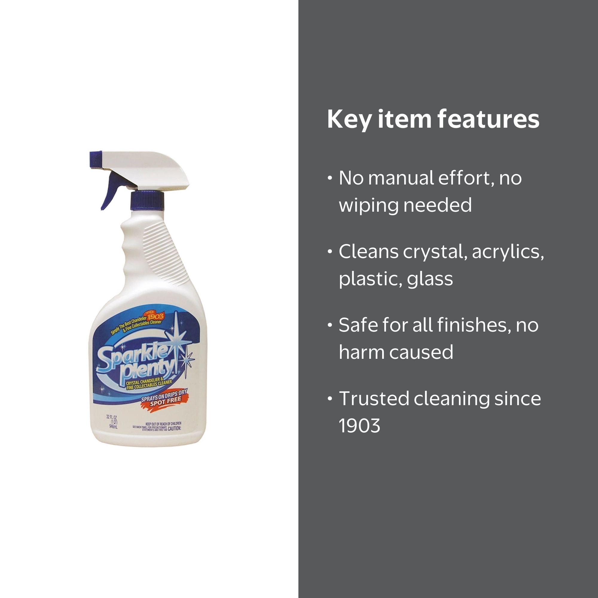 Sparkle Plenty Chandelier Cleaner, Drip Dry, Crystal and Glass