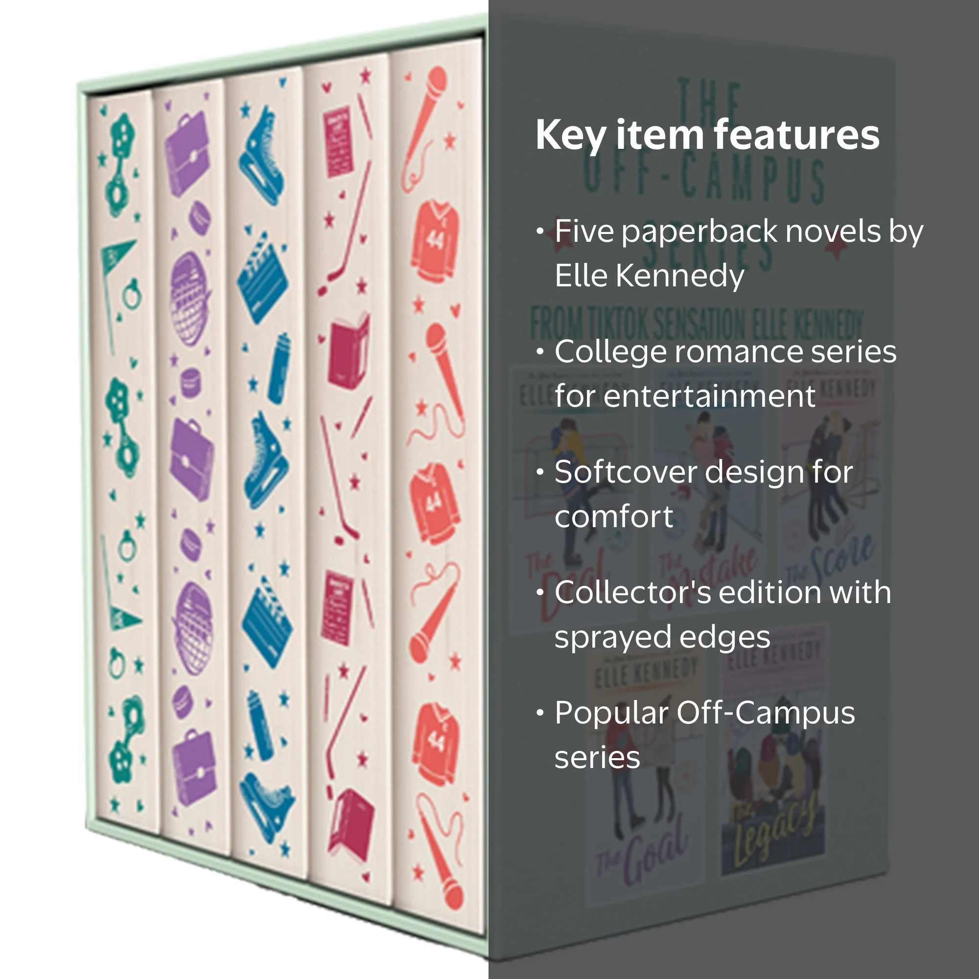 Off-Campus Series By Elle Kennedy 5 Books Sprayed Edge Box Set