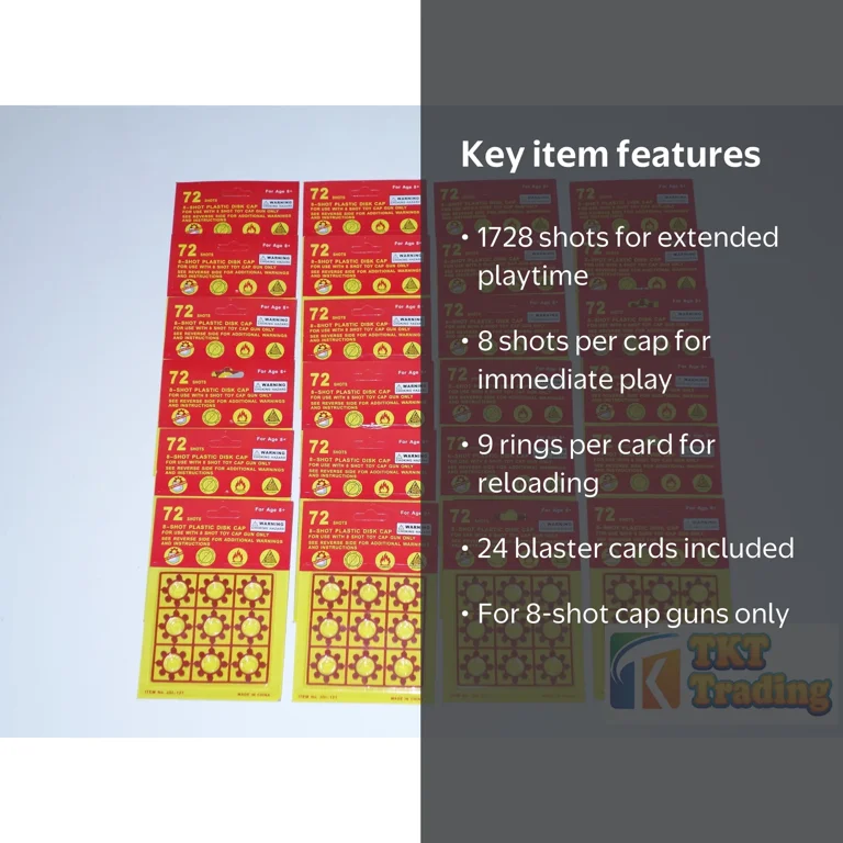 TKT Trading Ring Cap Refills, 8 Shots Circle Caps, 24 Cards, 1728