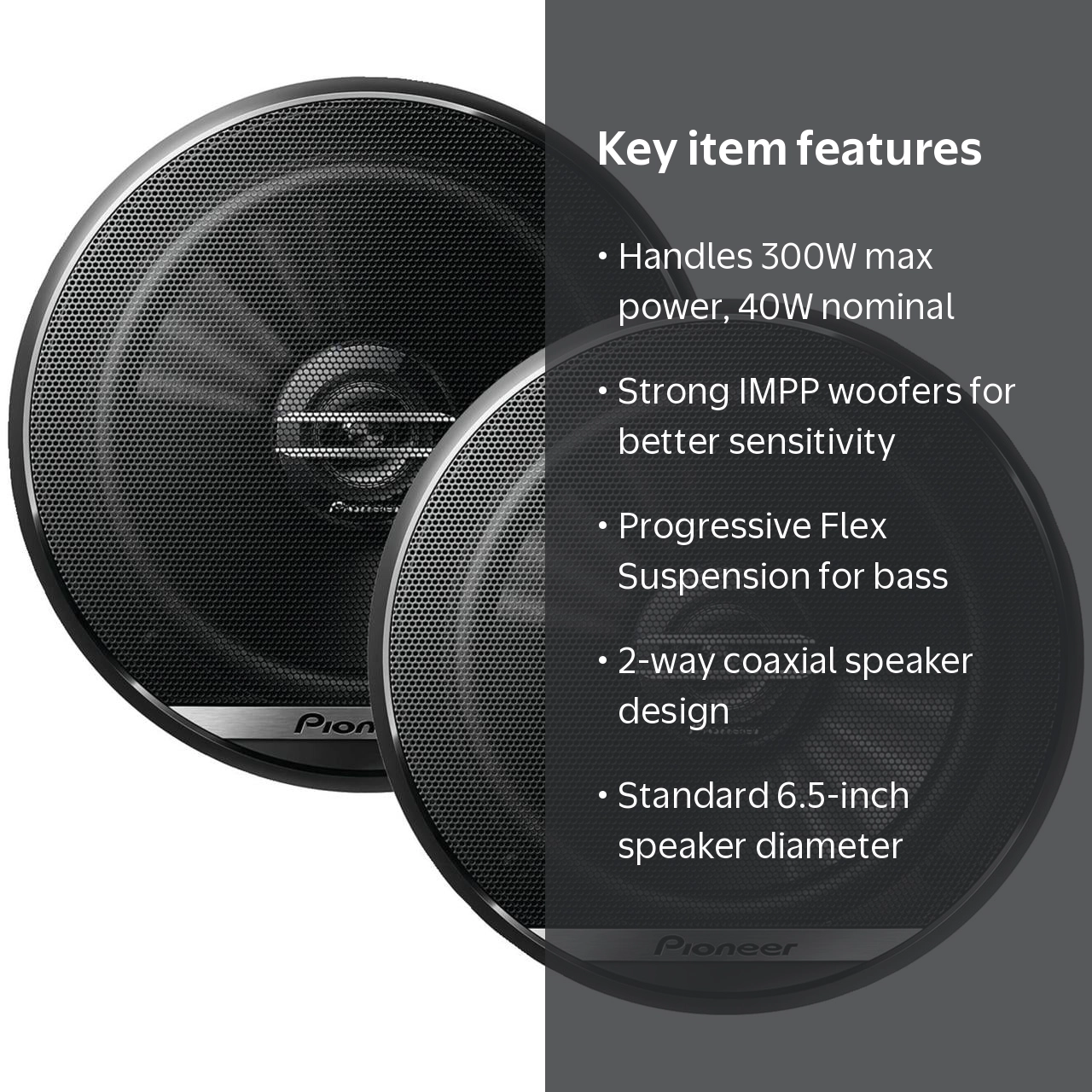 Pioneer, Coaxial Speakers, 6.5 inch, 300W black with MICA cone