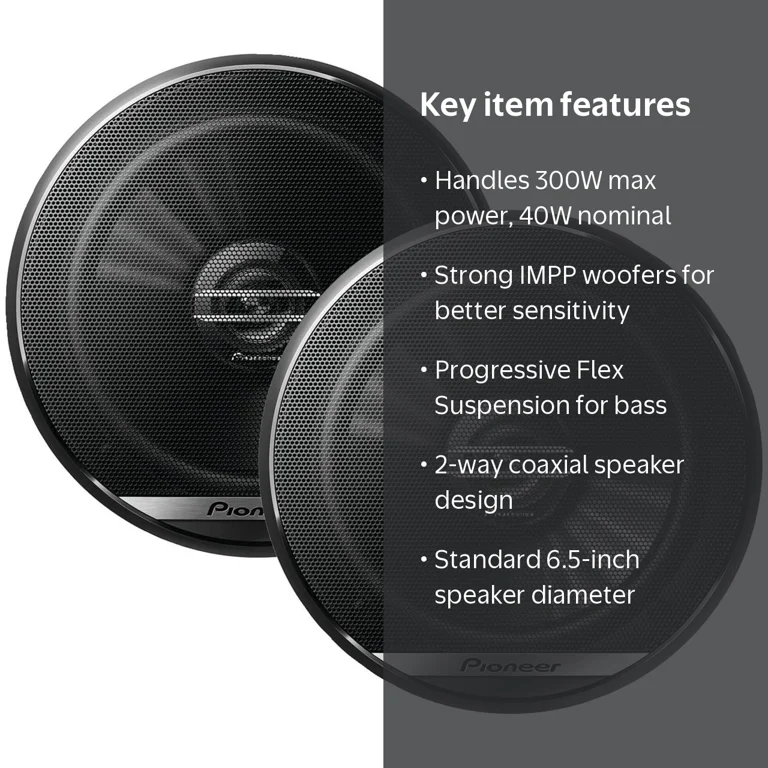Pioneer, Coaxial Speakers, 6.5 inch, 300W black with MICA cone
