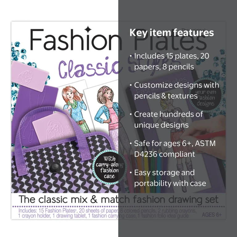 PlayMonster, Fashion Plates Classic Styles, Pink, 12