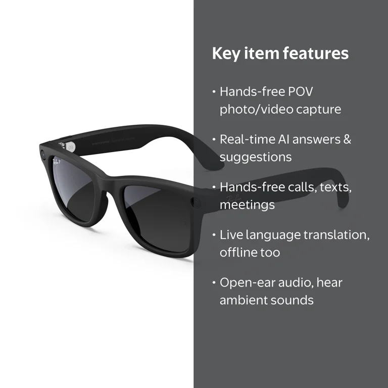 Ray-Ban Meta (Gen 1), Wayfarer Large, Matte Black, Polarized