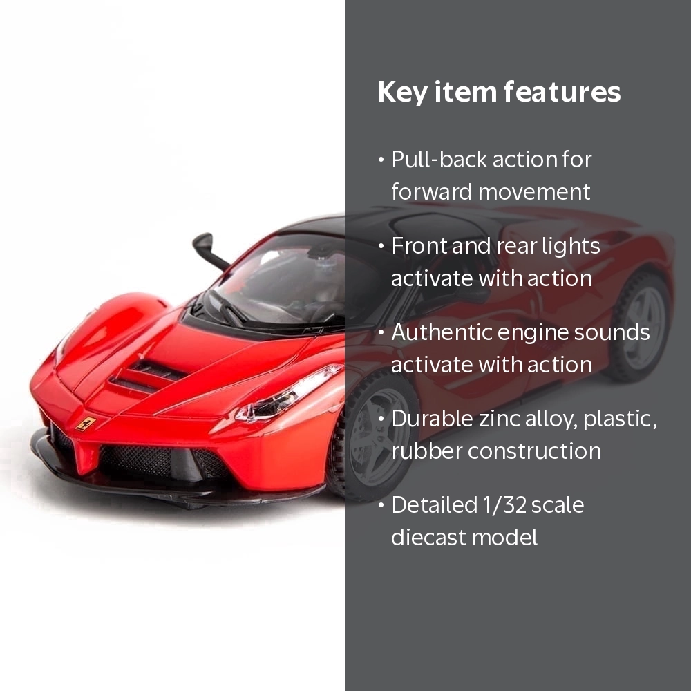 WAKAKAC Alloy Diecast LaFerrari Model Car, Pull Back Toy with