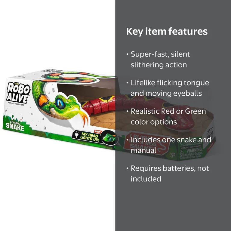 Robo Alive 2022 Robotic Pet Snake Figure, Slithering and Lifelike