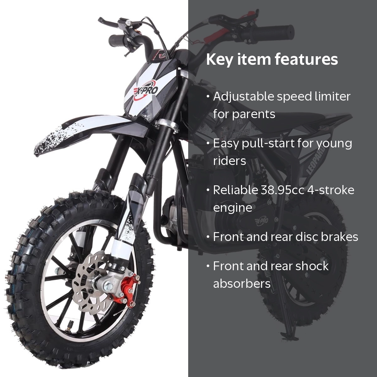 X-Pro, Gas Power 4 Stroke Dirt Bike, 40CC, Pull Start, 10