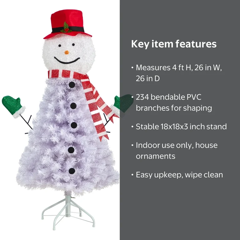 Nearly Natural 4' Snowman Artificial Christmas Tree with 234