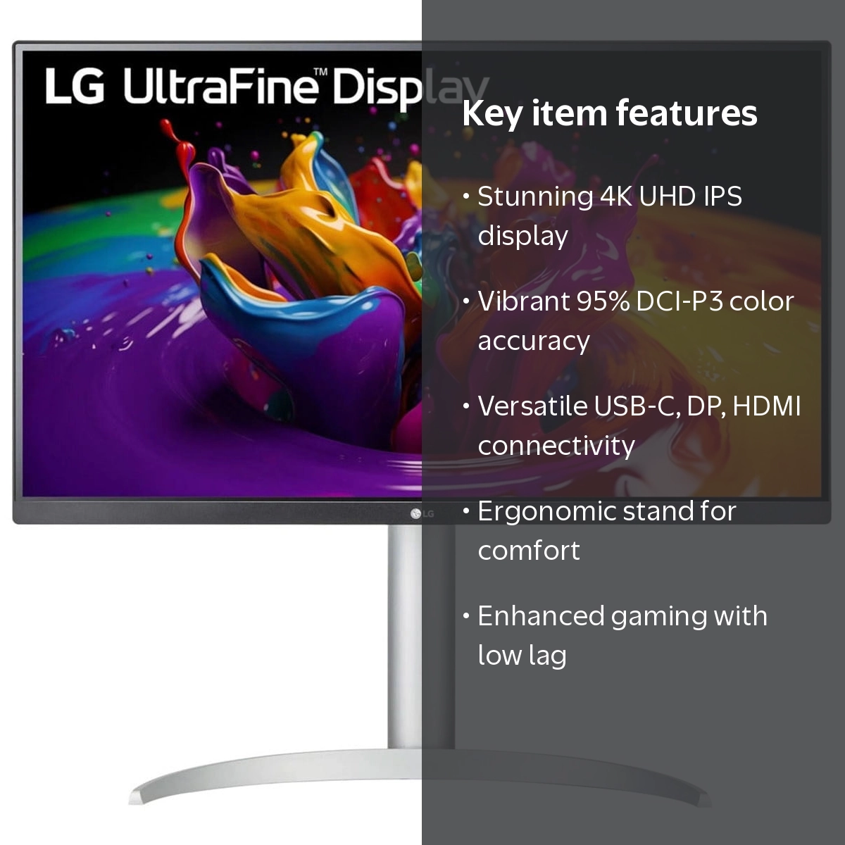LG UltraFine 27UP850K-W 27 Inch 4K UHD HDR IPS LCD USB-C Monitor