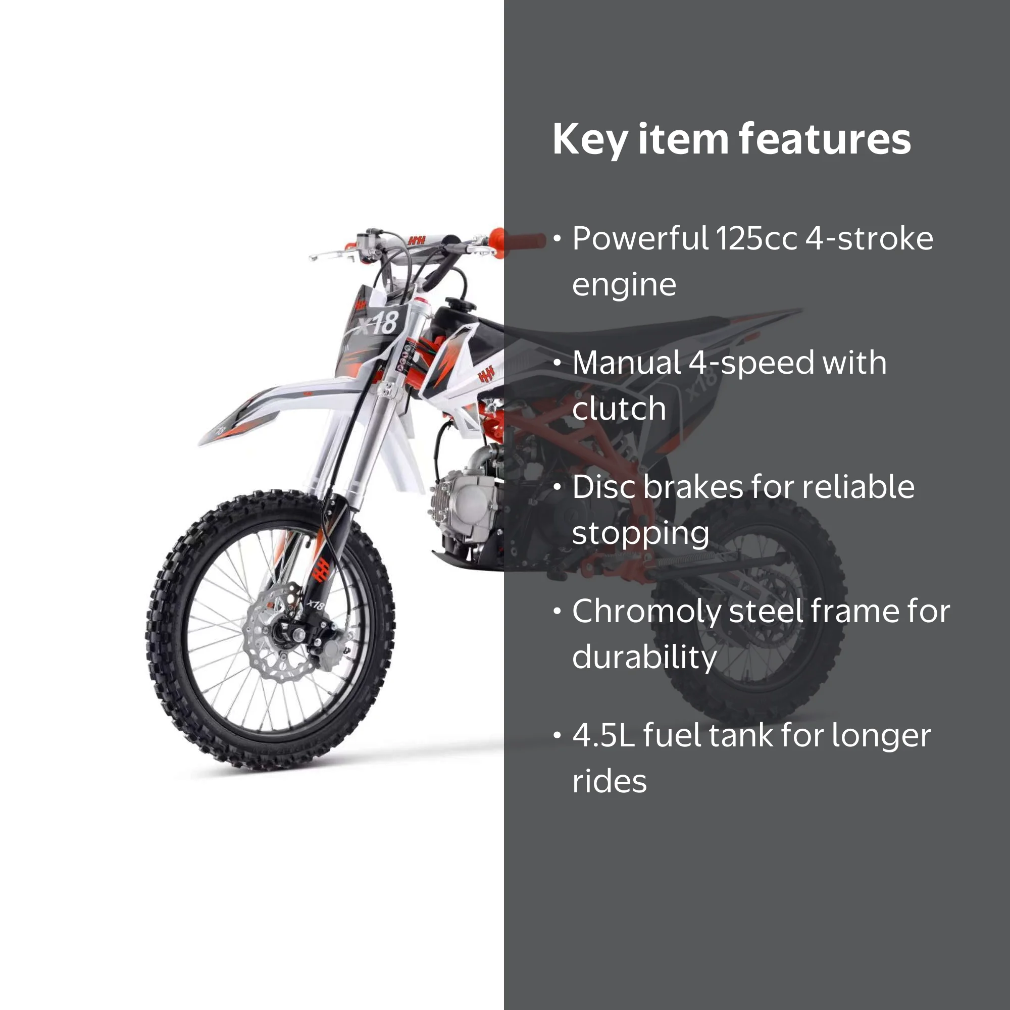 HHH X18 125cc 4-Stroke ‎Gas Powered Dirt Bike-Red - Walmart.com