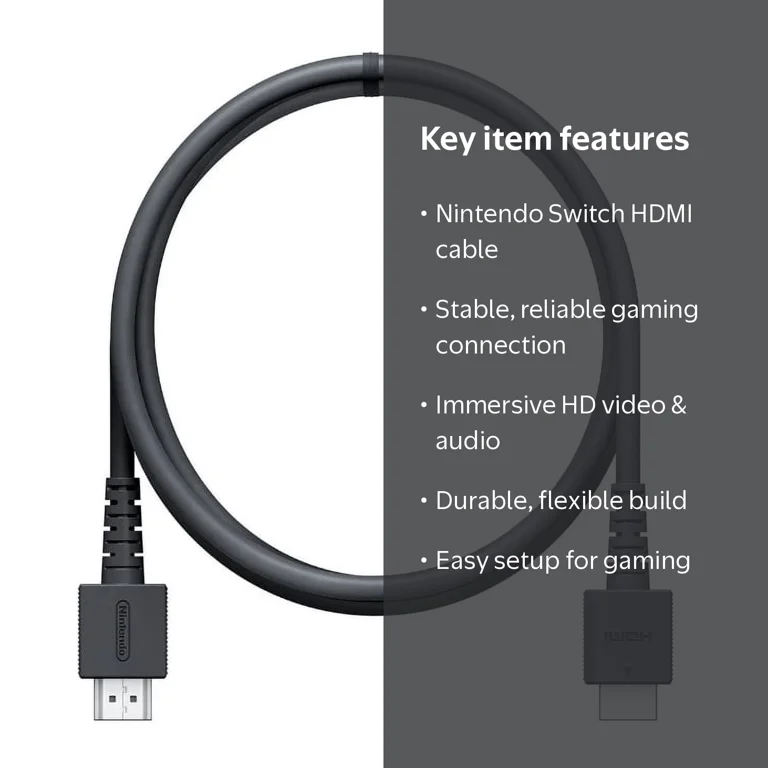 Nintendo, HDMI to Nintendo Switch Cable, Black, Supports HD Video Nintendo, HDMI to Nintendo Switch Cable, Black, Supports HD Video