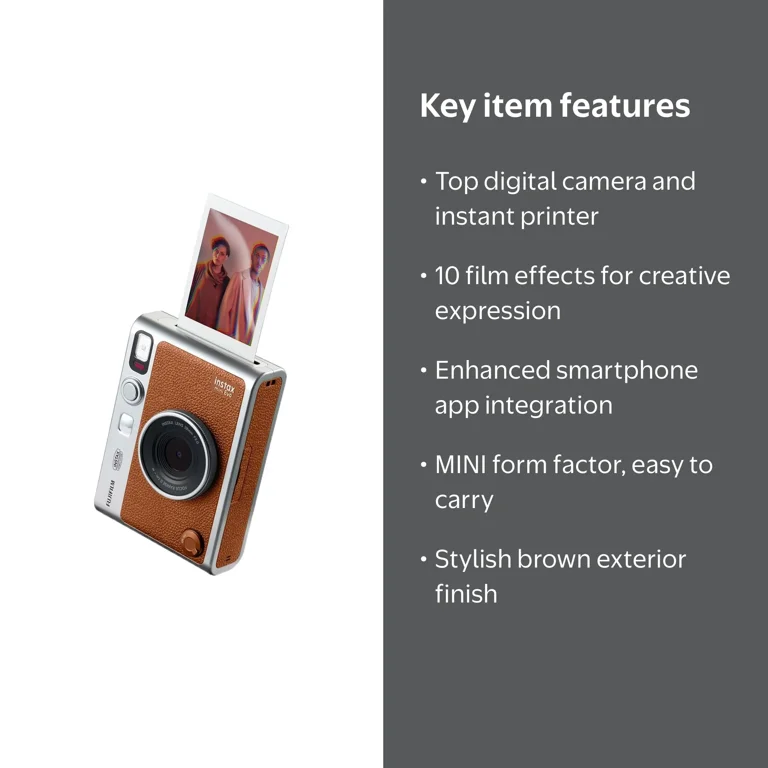 Fujifilm Instax Mini Evo Hybrid Instant Camera, Brown - Walmart.com