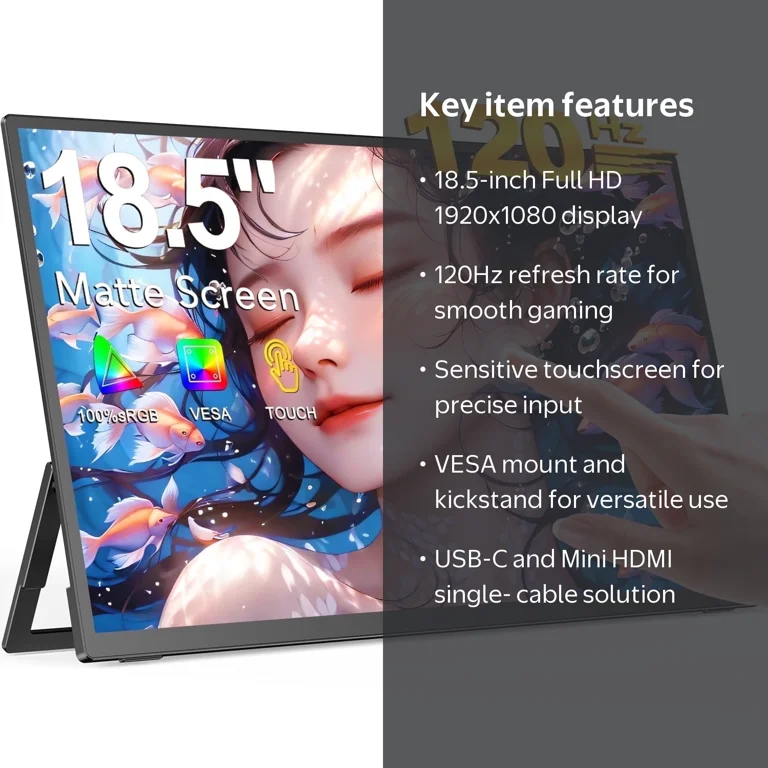 UPERFECT 18.5 inch FHD Portable Monitor Touchscreen, 120HZ Gaming