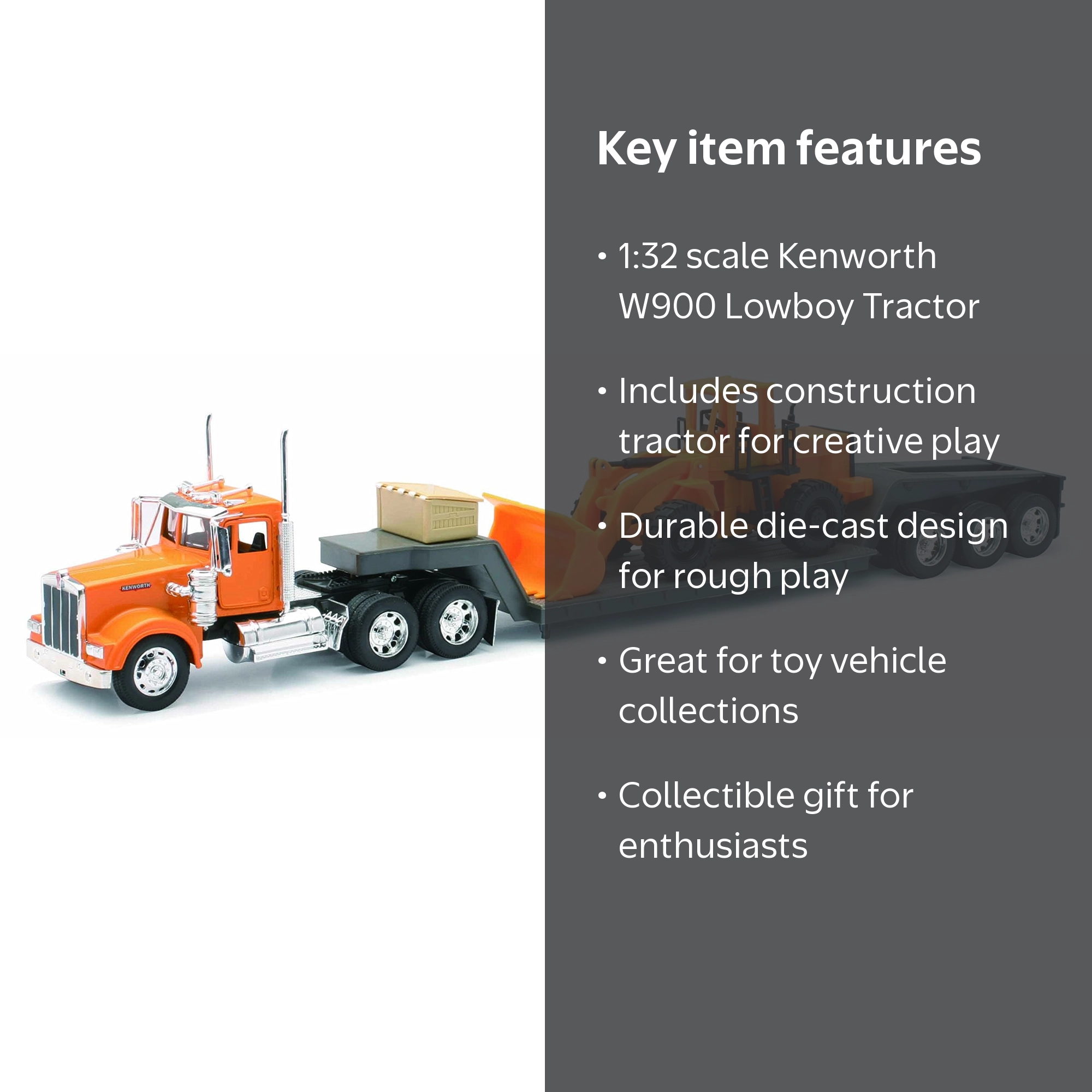 Free Shipping! New Ray 10623 Kenworth W900 Lowboy With