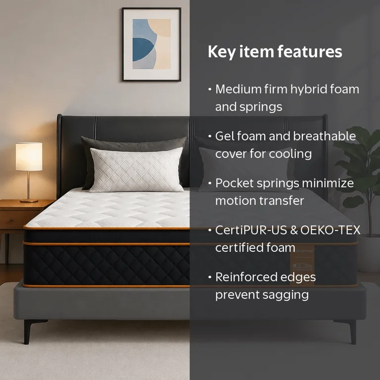 QUXPEA, Queen Mattress in a Box, 12 inch, Hybrid Medium Support