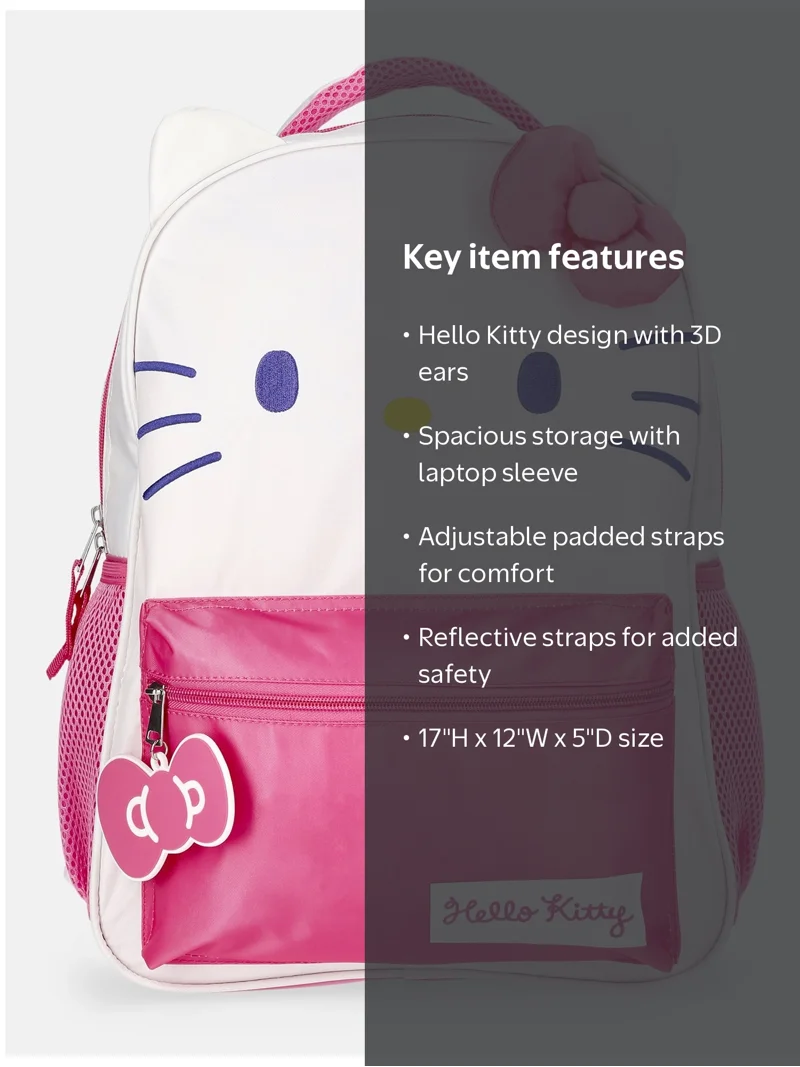 hello kitty personalized backpack My Melody Kuromi Bundle w/ 16in Bookbag + More Interior is lined with 150 Sanrio Hello Kitty Backpack for