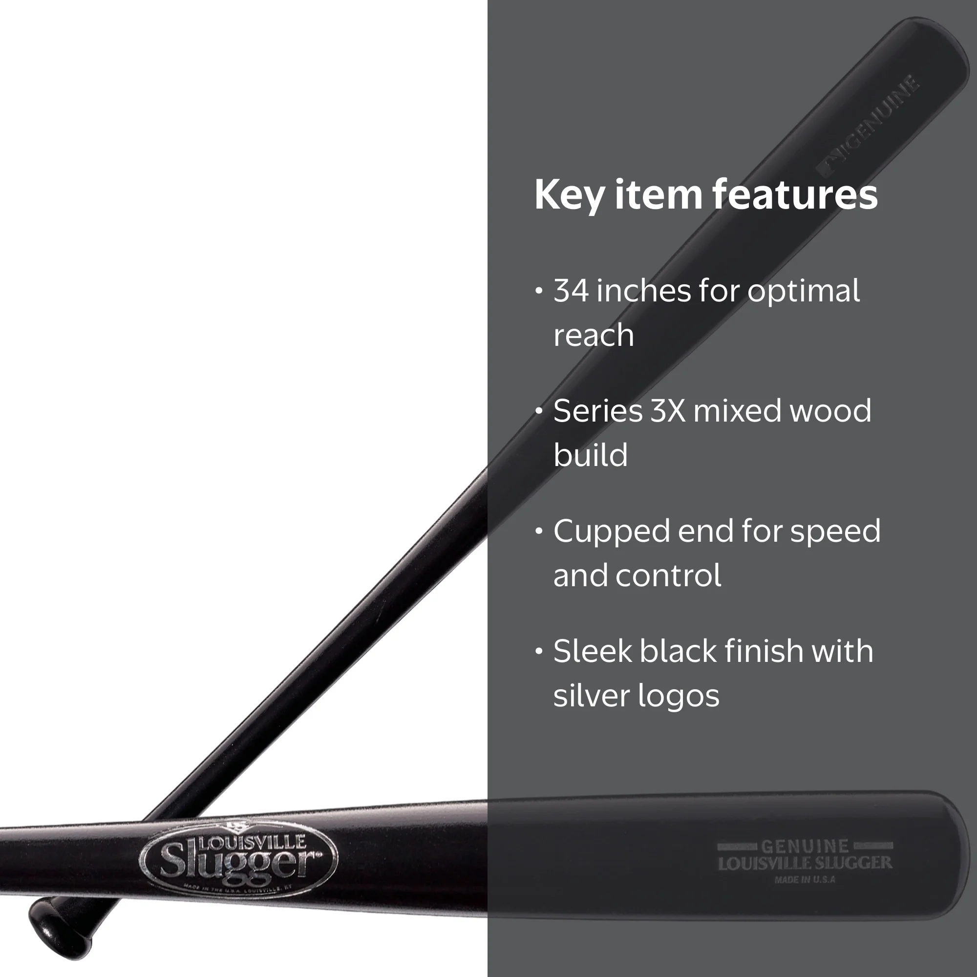 Louisville Slugger Genuine Mix Black Wood Baseball Bat - 34