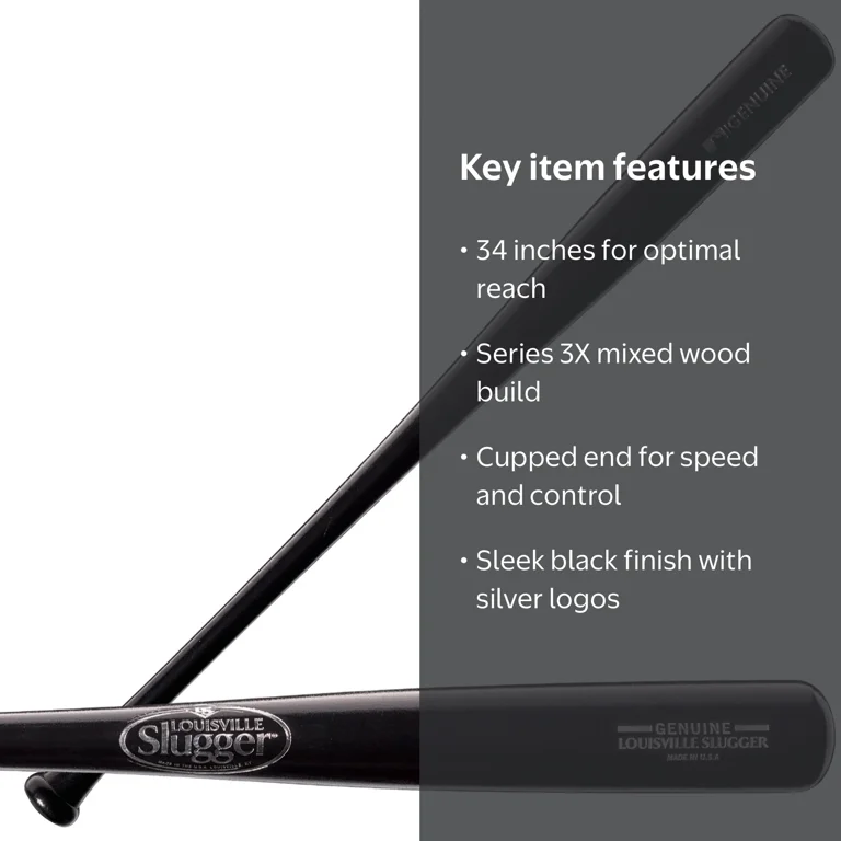 Louisville Slugger Genuine Mix Black Wood Baseball Bat - 34
