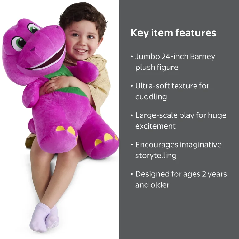 Fisher-Price Barney's World Jumbo Barney Plush, 26-inch Figure