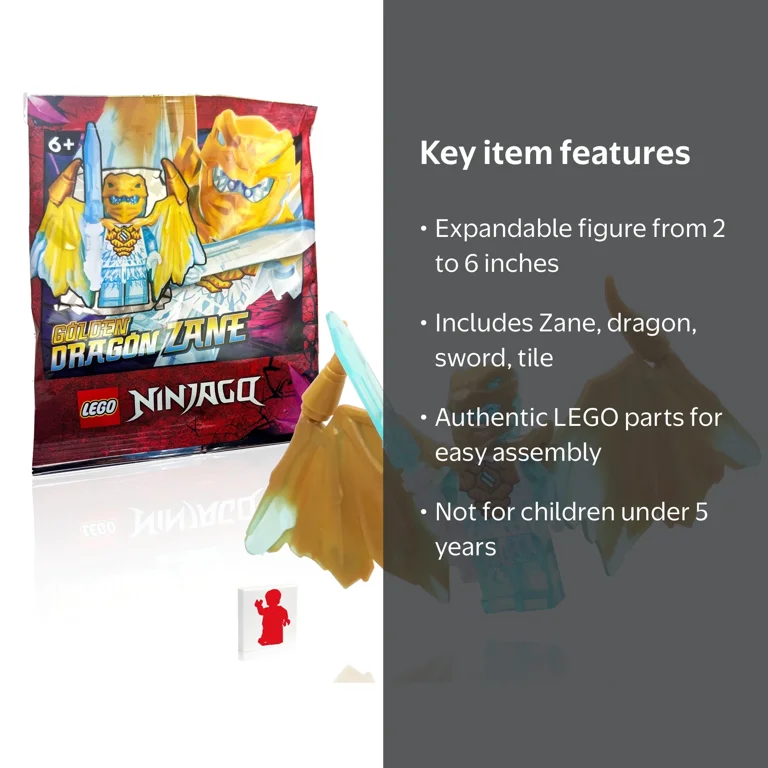 LEGO, NINJAGO Minifigure, Zane Golden Dragon with Wings and Sword