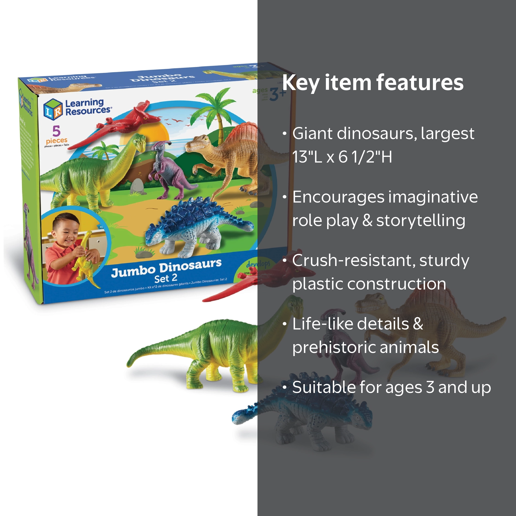 Learning Resources Jumbo Dinosaurs Set 2, Toddler Outdoor Toys