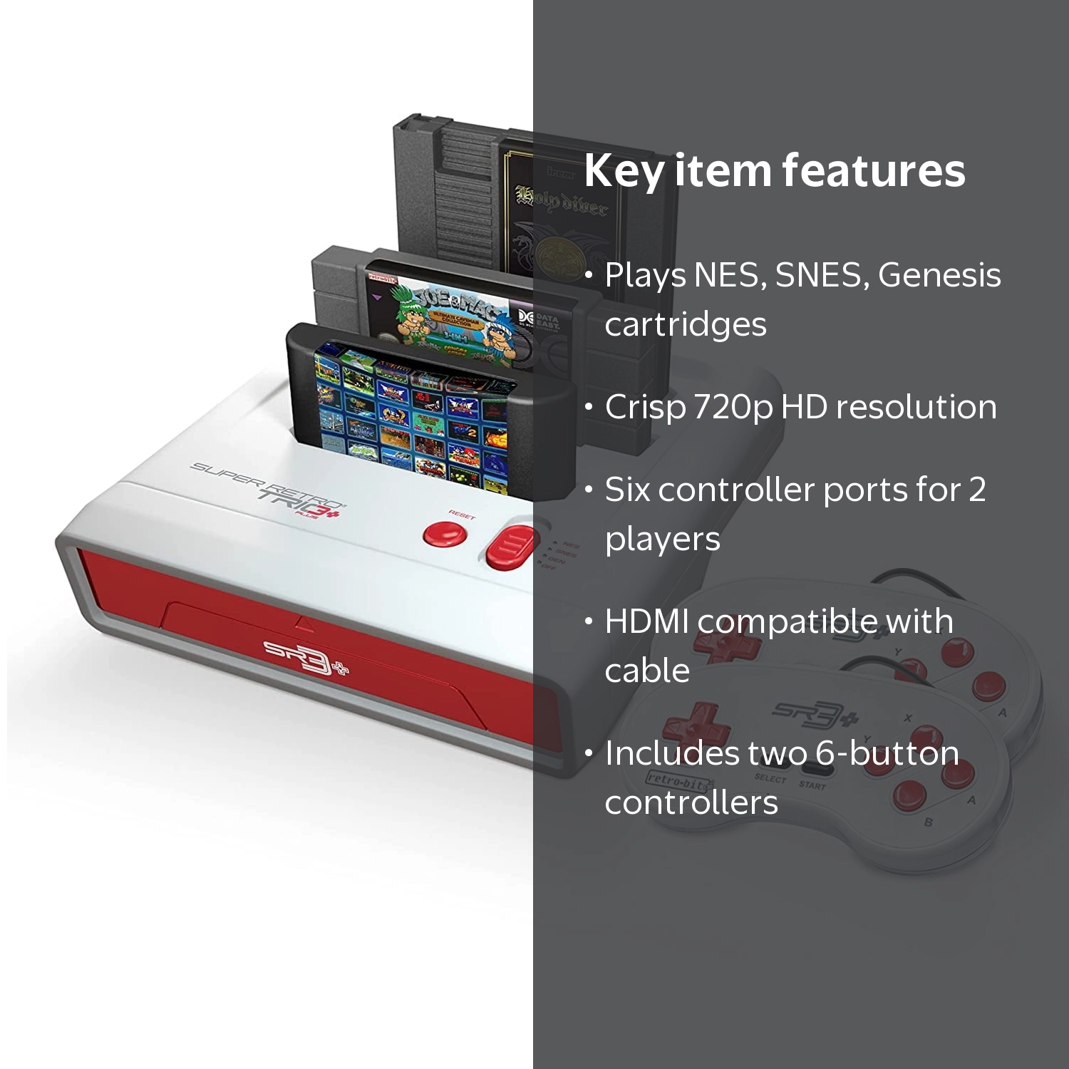 Retro-Bit Super Retro Trio HD Plus 3 in 1 Console, HDMI, NES, SNES