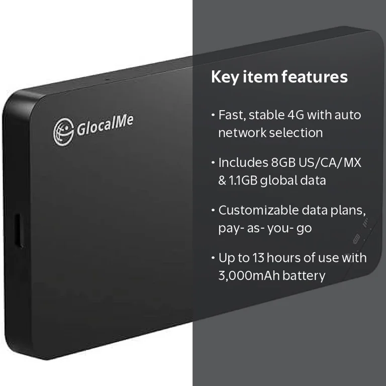 GlocalMe U3 Mobile Hotspot, Portable WiFi for Travel in 140+