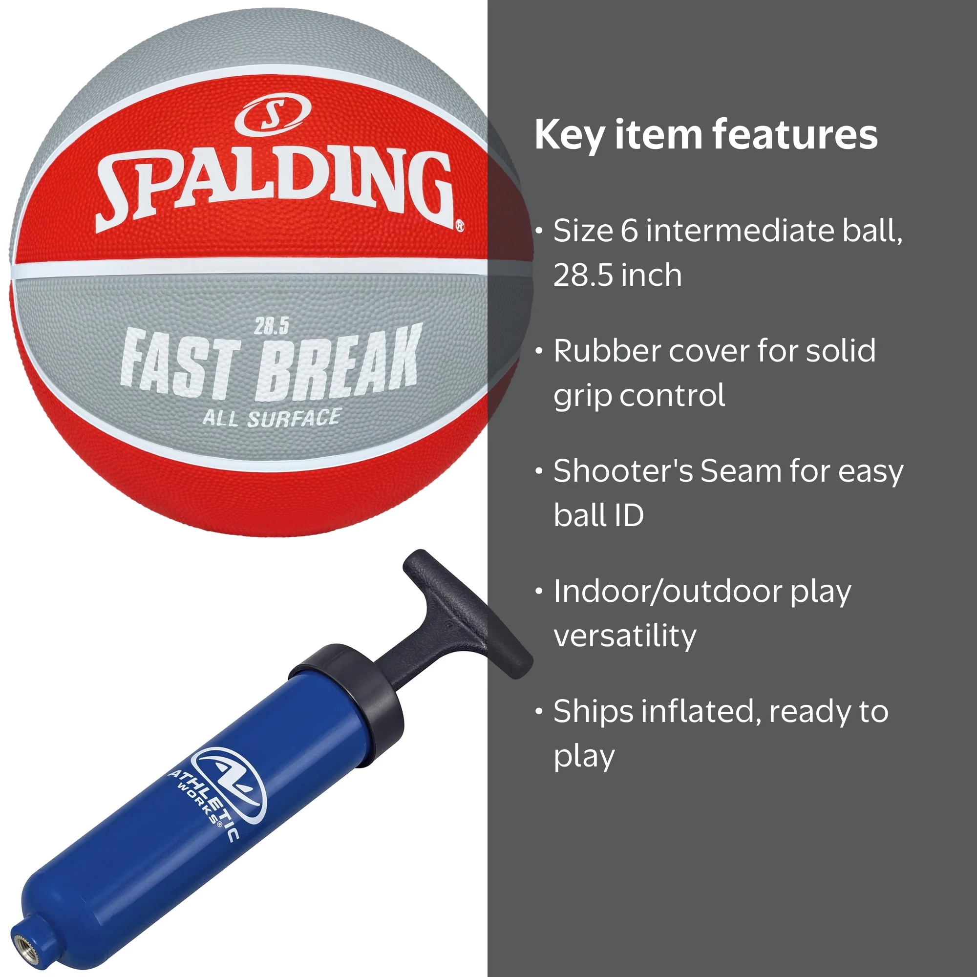 Spalding Fast Break All Surface Basketball - Size 6, 28.5