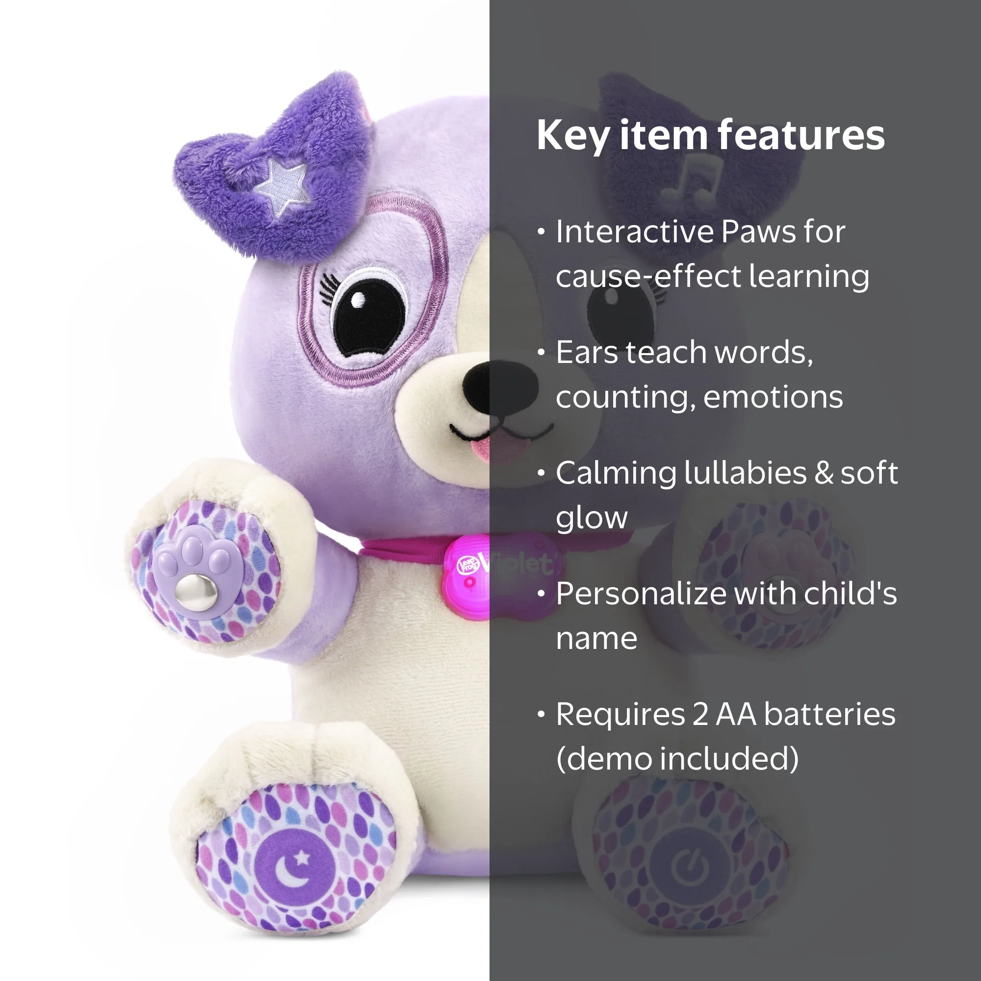 LeapFrog, My Pal Violet Smarty Paws Plush, 6+ months, Personalized