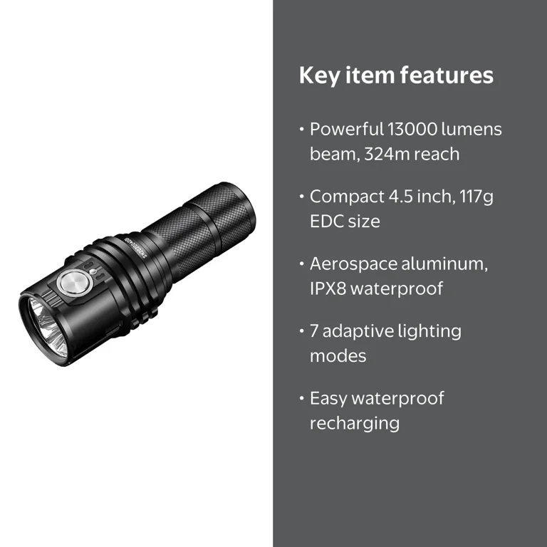 IMALENT MS03 LED Rechargeable Flashlight 13000 Lumens, 7 Modes