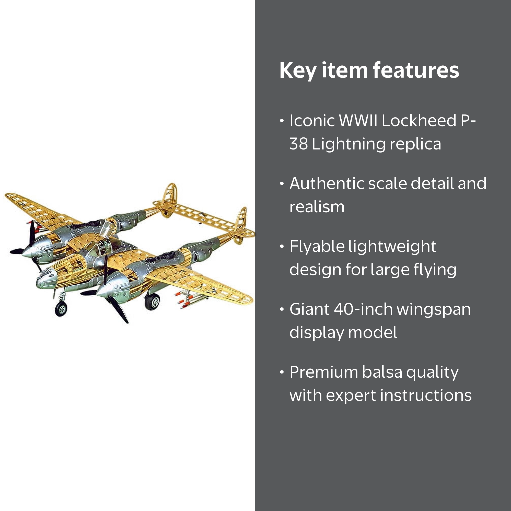 Guillow's Lockheed P-38 Lightning Model Kit - Walmart.com