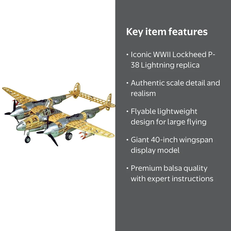 Guillow's Lockheed P-38 Lightning Model Kit - Walmart.com